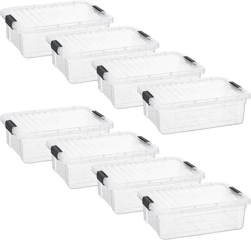 Vista 192 de Superio - Contenedores de almacenamiento de plástico transparente de 1.27 cuartos de galón con tapas, contenedores organizadores apilables, cajas