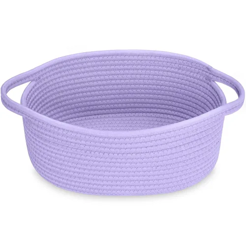 Vista 13 de ABenkle Cesta Pequeña con Asas - Contenedor de Almacenamiento Tejido de Cuerda Decorativo Duradero Cubo Organizador de Estante, Cesta de Regalo