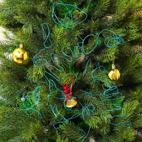 Vista 6 de Ramas Curly Ting Ting con Purpurina Ramas de Navidad Relleno para Jarrones Ramitas Curly Artificiales para Árbol de Navidad Guirnalda Corona