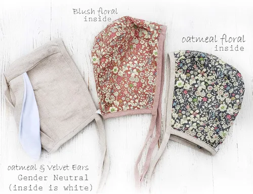 Vista 7 de Gorro de conejo para bebé, estilo vintage, algodón, lino, con orejas de conejo de terciopelo, sombrero de Pascua