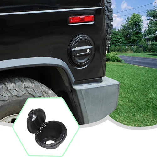 Vista 5 de PIUGILH Cubierta de puerta de llenado de combustible con bloqueo compatible con accesorios Hummer H2 2003-2009, cubierta de puerta de tanque de tapa