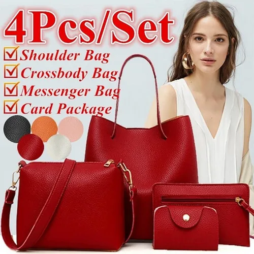 Vista 5 de Bolsos de hombro pequeños para mujer 4 piezas bolso de mano bolsos de hombro para niñas bolso de cuero sintético bolso de hombro hobo dorado