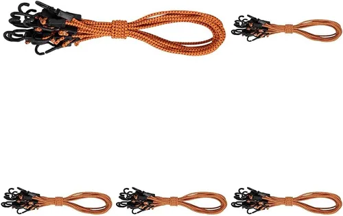 Vista 14 de Kotap MABC-18 Cuerdas elásticas ajustables multiusos con ganchos, 18 pulgadas, naranja/negro, 10