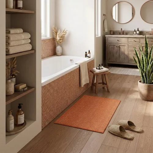 Vista 145 de LEEVAN Alfombra lavable para baño, alfombra tejida negra de 2 x 3 pies para entrada, alfombra de puerta delantera de algodón, alfombras pequeñas