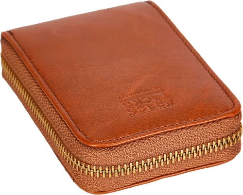Vista 6 de BRASS TACKS Leathercraft Vintage Handmade Full Top Grain Leather Wallet RFID Blocking Multi Card Case with Zipper Pocket Card Holder for Men Women