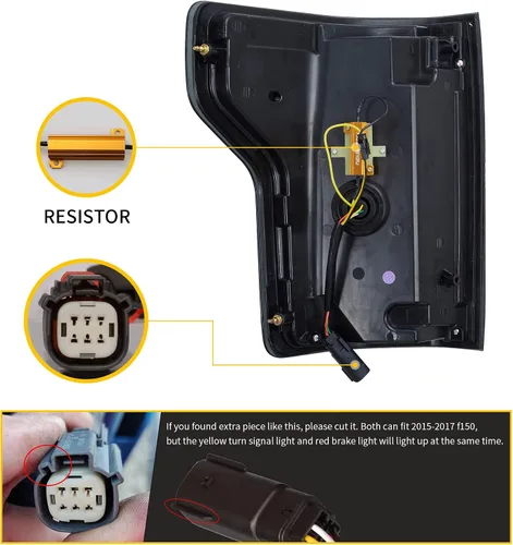 Vista 5 de VLAND Luces Traseras LED Ahumadas Compatibles con [Ford F150 Pickup 2015-2020] con Señales de Giro Rojas, Solo Compatible con las Luces Halógenas