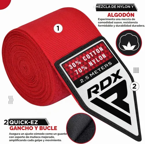 Vista 2 de RDX Boxing Wraps Kids 2.5M Guantes internos, Vendajes elásticos para el pulgar, Junior Under Mitts Protector de puño de mano Correas de soporte