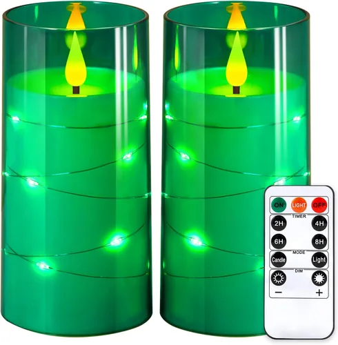 Vista 8 de NURADA Velas Parpadeantes Sin Llama: Velas LED de Pilar con Luces de Cadena de Estrellas Integradas que Funcionan con Pilas con Control Remoto