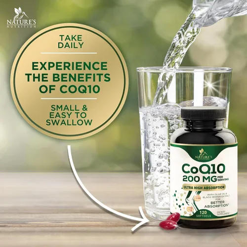Vista 6 de Cápsulas blandas CoQ10 - Coenzima Q10 200 mg por porción - Suplemento de coenzima Q10 extra fuerte - Piperina para una absorción mejorada