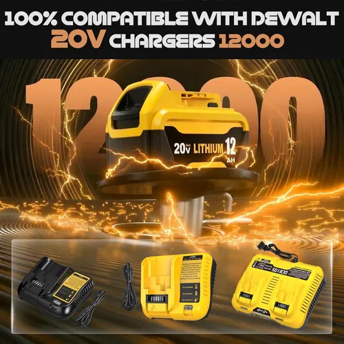 Vista 7 de Paquete de 2 baterías de repuesto de 12000 mAh para batería Dewalt 20V