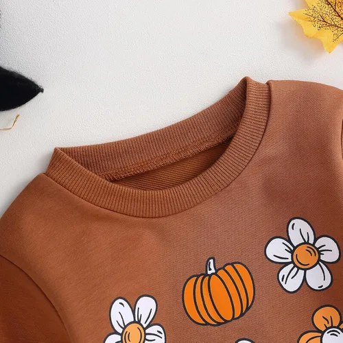 Vista 69 de Ropa de Halloween para bebé niña, sudadera con estampado de calabaza, mameluco de burbujas, lindo traje de Acción de Gracias de otoño