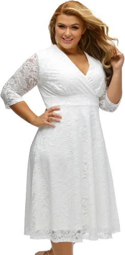 Vista 2 de Vestido de fiesta de boda formal de encaje elegante para mujer, talla grande