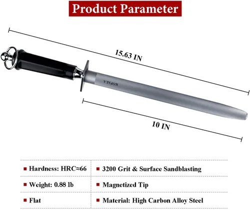 Vista 6 de Afilar el plano de Rod de acero de los sacapuntas de cuchillo 10 EN el acero que afila para el cuchillo Varilla de afilado súper fina magnetizada