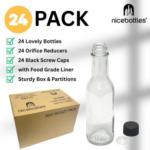 Vista 2 de nicebottles Botellas de salsa picante, 5 oz - Paquete de 24