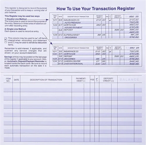 Vista 2 de Registros de cheques para chequera personal, registro de chequera fácil de leer