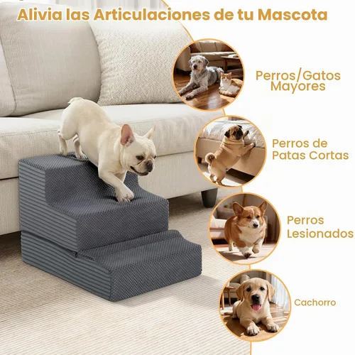 Vista 3 de Escaleras para perros pequeños, escalones plegables para perros de 18