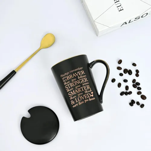 Vista 2 de YHRJWN Taza inspiradora – Always Remember You Are Braver Than You Believe, You Are Loved – Regalos para el cáncer para mujeres y hombres, regalos
