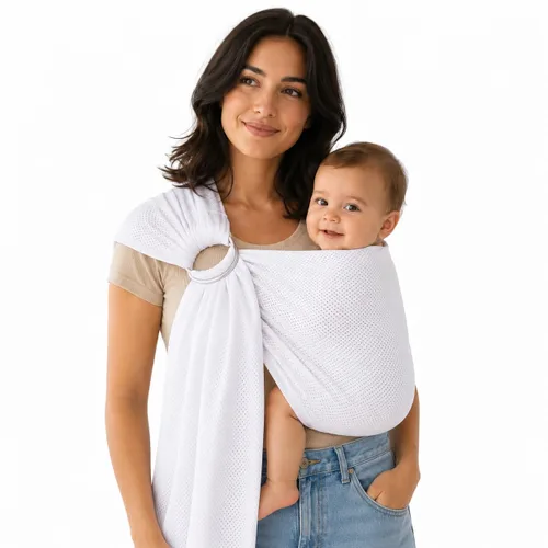 Vista 23 de Bandolera ajustable con anillo de aluminio para transportar bebés, Talla única, Azul