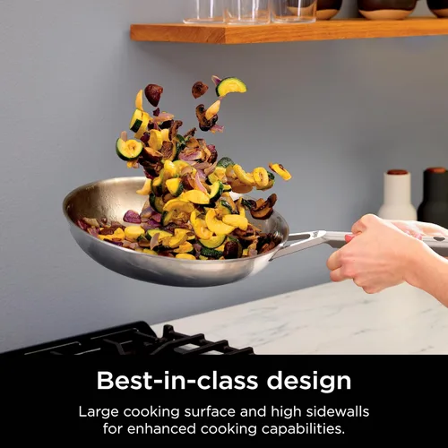 Vista 8 de Ninja EverClad - Sartén de acero inoxidable de grado comercial de 26 cm, sartén tricapa, apta para horno hasta 600°F, compatible con todas