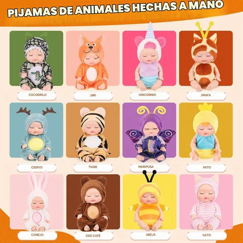 Vista 3 de Hanaive 12 Piezas Mini Muñeca Bebé Reborn Lindos Regalos de Muñecas de Navidad 4 Pulgadas Muñecas Realistas con Ropa Conjunto de Mini Muñecas