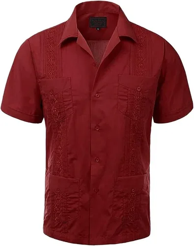 Vista 4 de Maximos Men's Short Sleeve Button-up Cuban Guayabera Dress Shirt