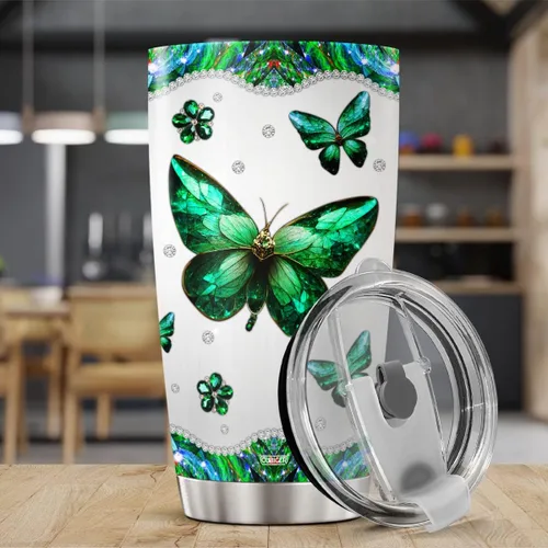 Vista 4 de CUBICER Vasos de café personalizados con tapa, tazas de viaje de mariposa para amantes de los animales, mujeres, niñas, niños, vaso de acero