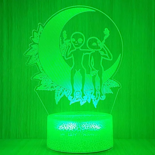 Vista 23 de 420 hojas 3D LED lámpara de mesa luz nocturna ilusión visual óptica decoración del hogar iluminación