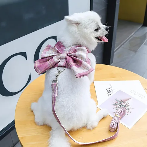Vista 6 de Arnés para perro pequeño con anillo en D, malla suave, ajustable, juego incluye arnés y correa para cachorros