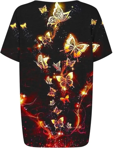 Vista 4 de Blouses for Women Dressy Casual 2023 Loose Fitting Tops 70s Travel Summer Womens Short Sleeve Tops T-Shirts