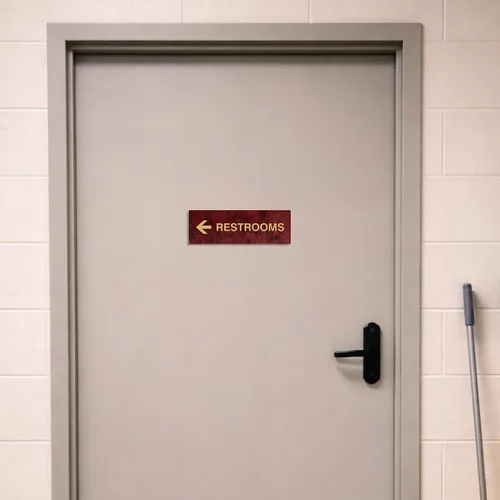 Vista 3 de Signs ByLITA Basic Restrooms - Letrero direccional para pared o puerta (negro), pequeño (paquete de 1)