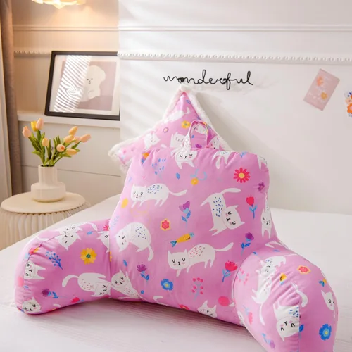 Vista 2 de NTBED Almohada de Lectura con Estampado de Gato, Cuña de Cama con Respaldo y Brazos, Sofá TV Relajación Almohada de Descanso para Cama, Cojín