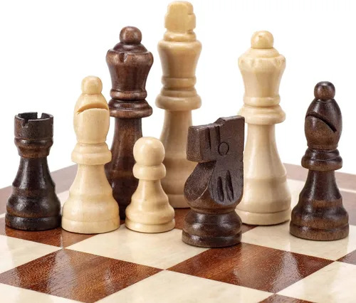 Vista 6 de AMEROUS Piezas magnéticas de ajedrez de madera, piezas de ajedrez de madera de Staunton de torneo, figuras de rey de 3.03 pulgadas, piezas