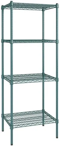 Vista 84 de Kit de 4 estantes de epoxi verde NSF de 21 x 72 pulgadas con postes de 86 pulgadas, estantería de almacenamiento resistente, kit de estantería