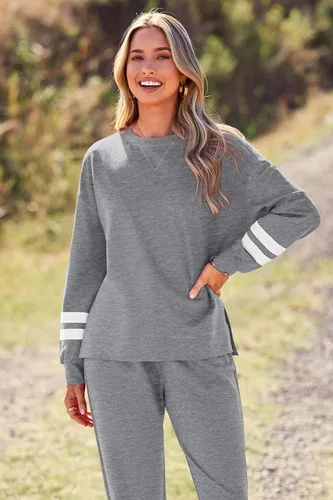 Vista 119 de Prettygarden - Conjunto de pijama de dos piezas para mujer, diseño de teñido anudado, sudadera informal de manga larga con pantalones largos, ropa