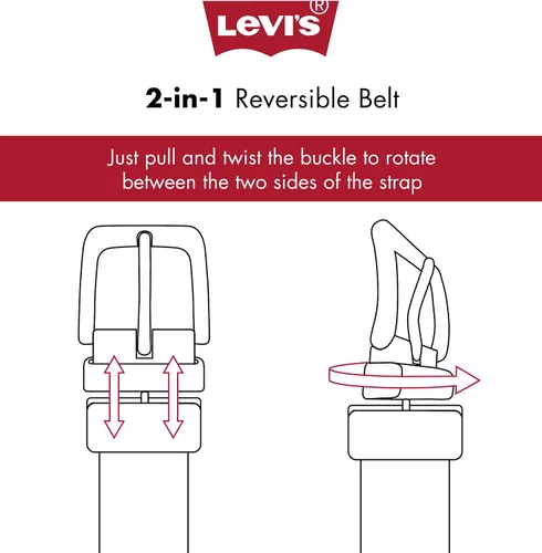 Vista 7 de Levi's Cinturón de mezclilla casual reversible para hombre