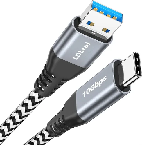 Vista 9 de Cable USB A a USB C 3.1/3.2 Gen 2 de transferencia de datos de 10 Gbps (6 pulgadas/0.5 pies), cable corto USB C SSD con carga rápida de 60 W QC 3.0