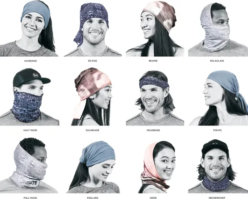 Vista 6 de BUFF Adult CoolNet UV Neck Gaiter, Headband & Winter Neck Warmer, Ski Mask & Face Shield, Balaclava, Black & Blue, One