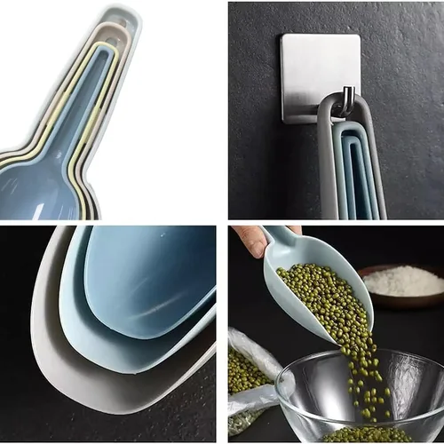 Vista 4 de Paquete de 4 cucharas de plástico para recipientes, cuchara de plástico para cubitos de hielo, cucharas de harina, productos secos, granos de café