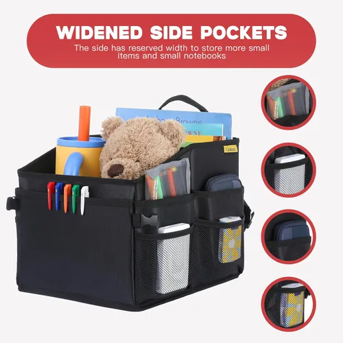 Vista 5 de CASHINE Organizador plegable para asiento de automóvil, caja de almacenamiento de tela Oxford para asiento trasero, organizador de asiento delantero