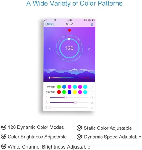 Vista 9 de ALITOVE WS2811 - Tira de luces LED de píxeles de 12 V, control de aplicación Bluetooth, 23 pies, 100 LED direccionables de color de ensueño, píxeles