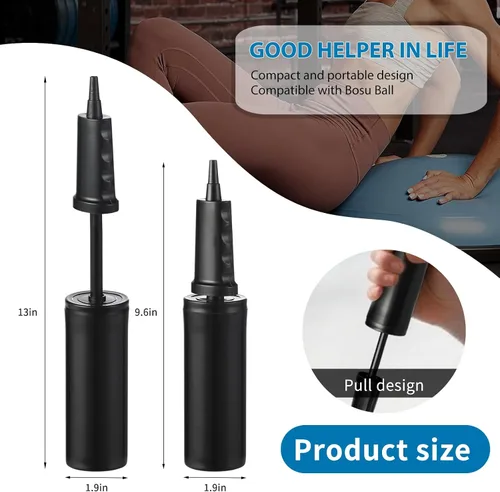 Vista 6 de Bomba de bola de ejercicio compatible con Bosu Balance Trainer, bomba de aire de mano para pelota de ejercicio, bomba de mano portátil