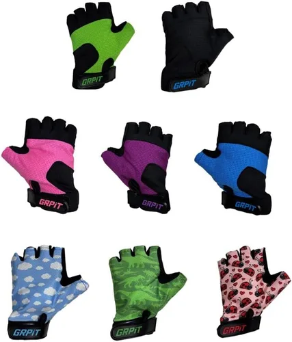 Vista 5 de Guantes infantiles para ciclismo, scootering y diversión en el patio de recreo Guantes de bicicleta acolchados de medio dedo para niños y niñas