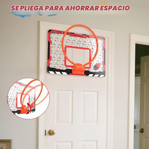 Vista 6 de Aro de Baloncesto Mini EagleStone para Puerta y Pared, Llanta Plegable con 3 Bolas y Bomba, Juego de Juguete de Baloncesto para Interiores