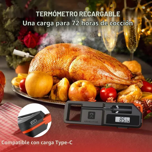 Vista 4 de Termómetro inteligente para carne, digital de lectura instantánea, termómetro de cocina inalámbrico para barbacoa, parrilla, freidora de aire