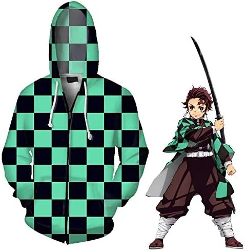 Vista 3 de Demon Slayer Kimetsu no Yaiba Hoodie Costume Sweatshirt Pullover Hooded Jacket