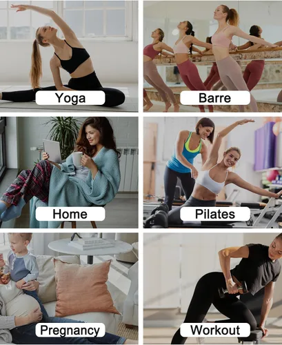 Vista 6 de Calcetines de pilates con empuñaduras para mujer, calcetines antideslizantes para yoga, barras, ballet, baile, entrenamiento descalzo, hospital