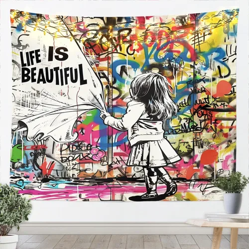 Vista 4 de Homewish Theater Cinema Poster Tapestry,Retro Movie Wall Hanging Art Popcorn Wall Blankets Movie Night Poster Tapestries for Kids Teens Girls Boys