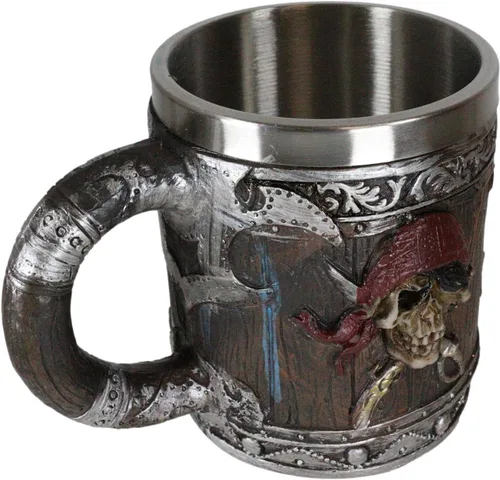 Vista 8 de Ebros Gift Piratas del Caribe - Bandana con calavera con espadas cruzadas, jarra, café, cerveza, taza de café, taza de cerveza Drunken Pirate's Life
