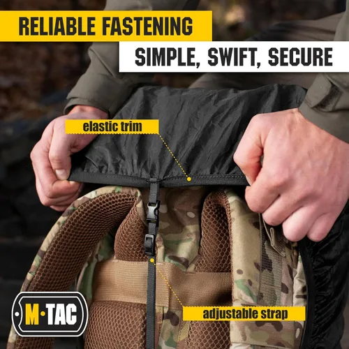 Vista 6 de M-Tac Mochila impermeable para lluvia, para senderismo, viajes, campamento, militares Negro
