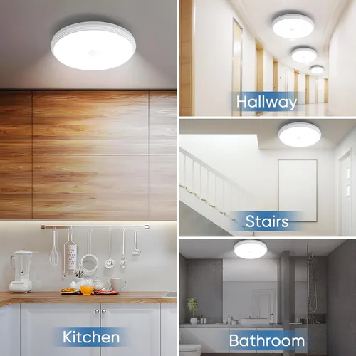 Vista 7 de Luces de armario recargables con sensor de movimiento, luz de techo a batería, luz inalámbrica con sensor de movimiento para interiores, luz